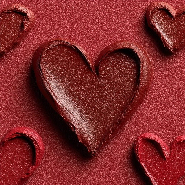 Lipstick Hearts Matte Red Valentines Day Concept