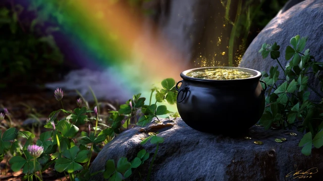Pot of Gold at the End of the Rainbow Digital Painting