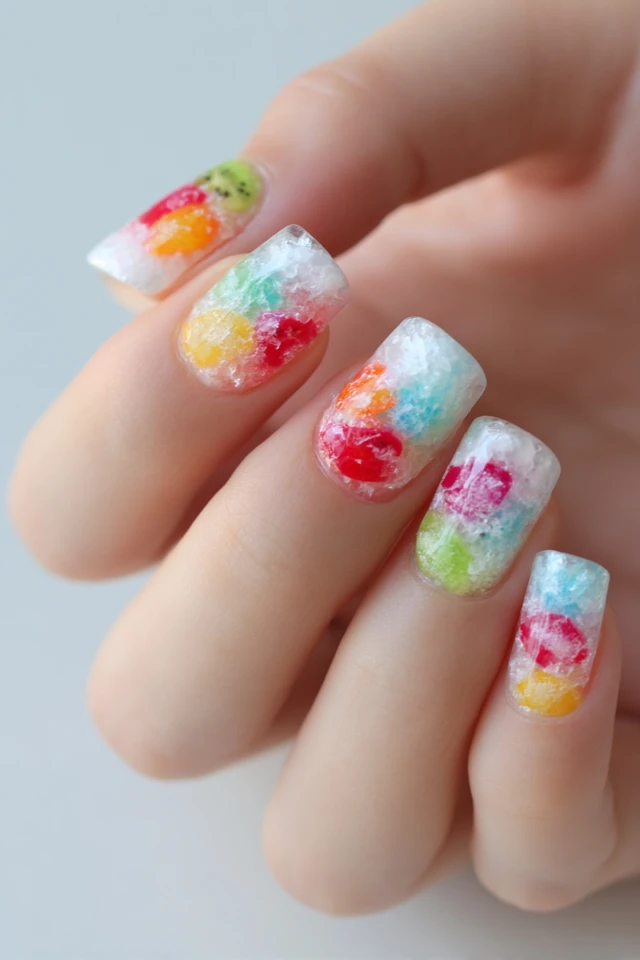 Shaved Ice Nail Art Summer Fun Colorful Design