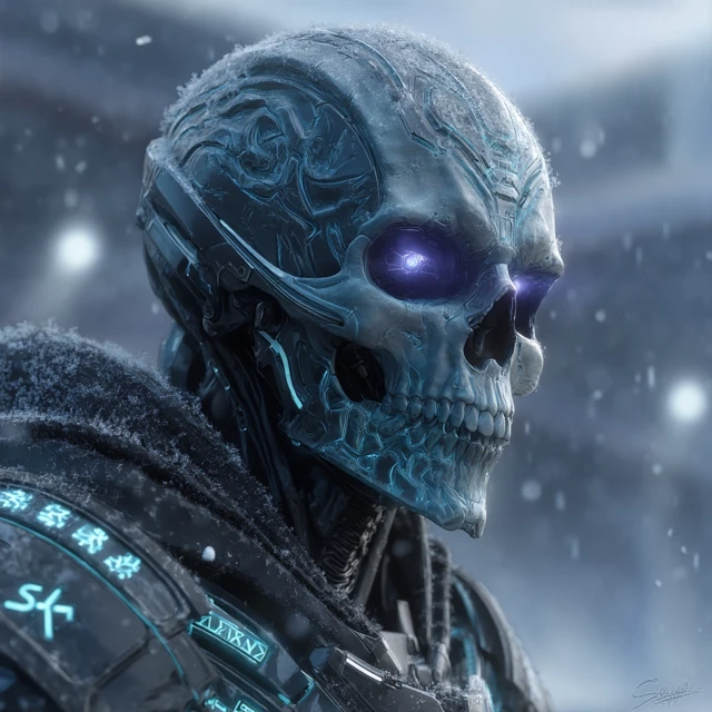 Cyberpunk Undead Knight with Cybernetic Eyes