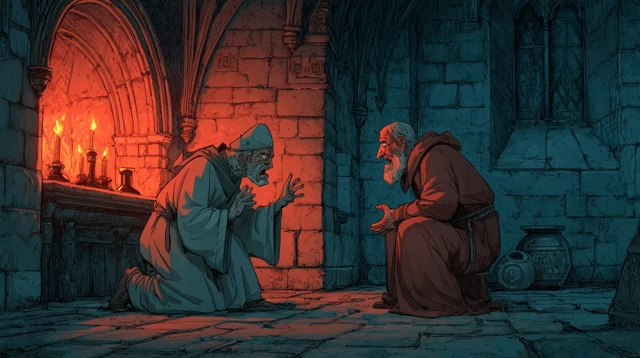 Medieval Priest Confrontation Cartoon Illustration