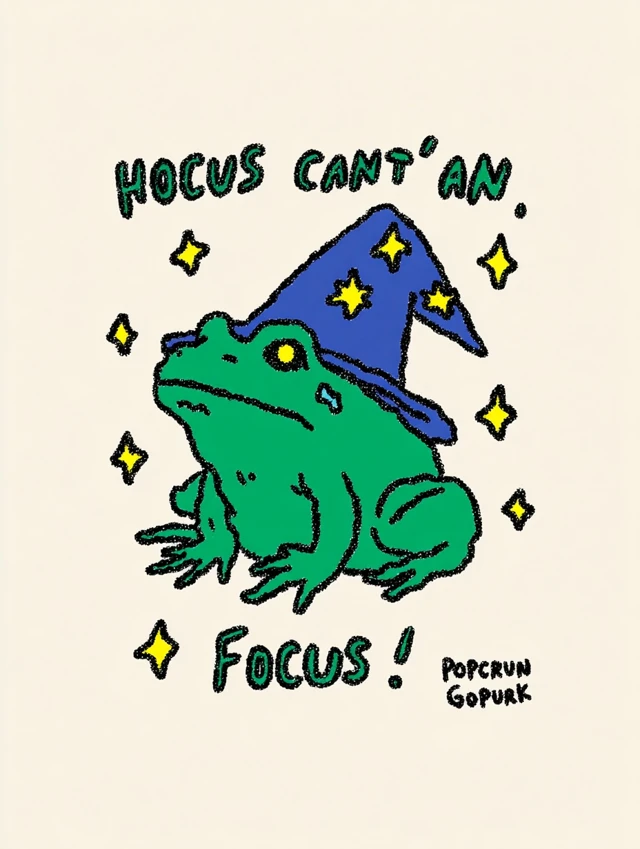 Whimsical Cartoon Frog Wizard Illustration
