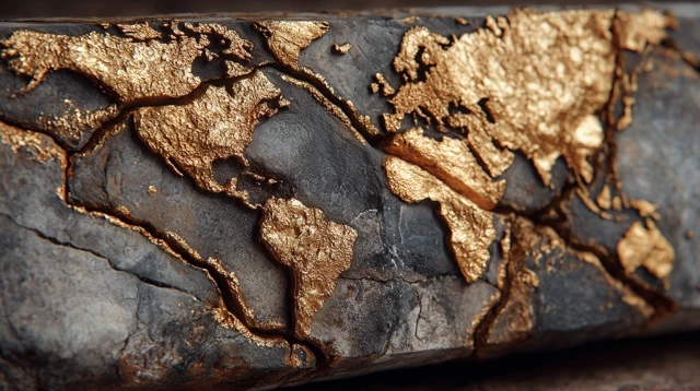 Gold Earth Map Golden World Art