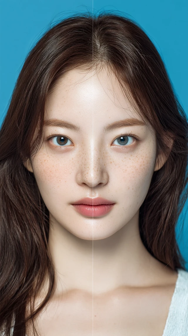 Korean Woman Before After Skincare Freckle Removal