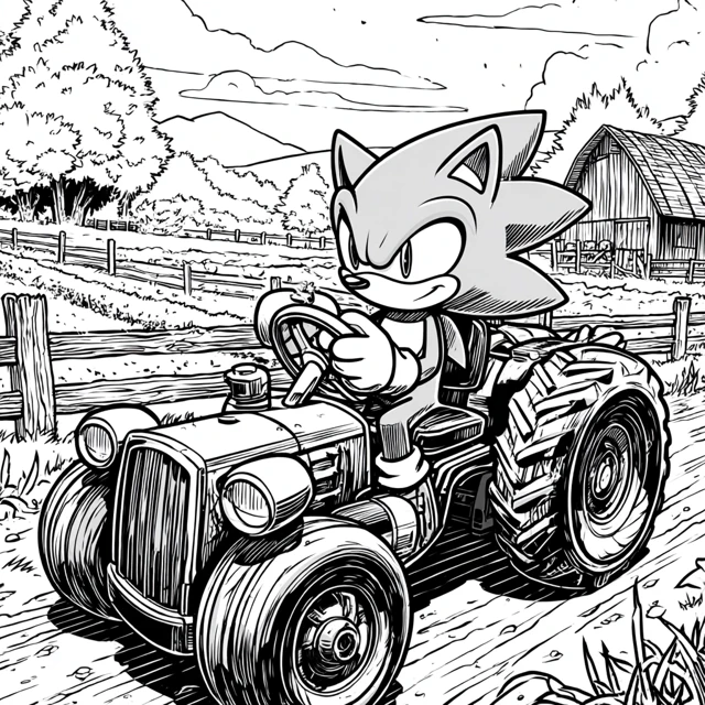 Shadow the Hedgehog Tractor Coloring Page