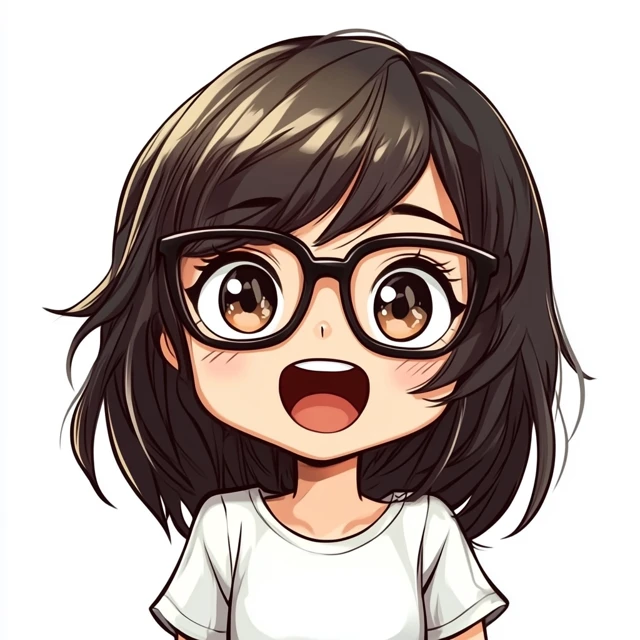 Cute Anime Girl Brunette Hair Nerdy Glasses