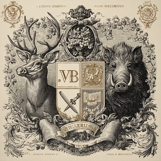Heraldic Coat of Arms Detailed Engraving Illustration