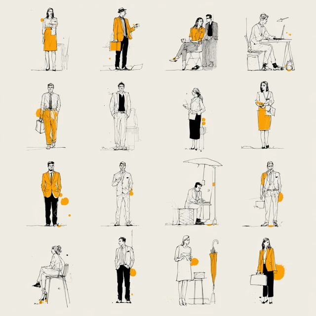 Minimalist Line Art Illustrations of Professionals