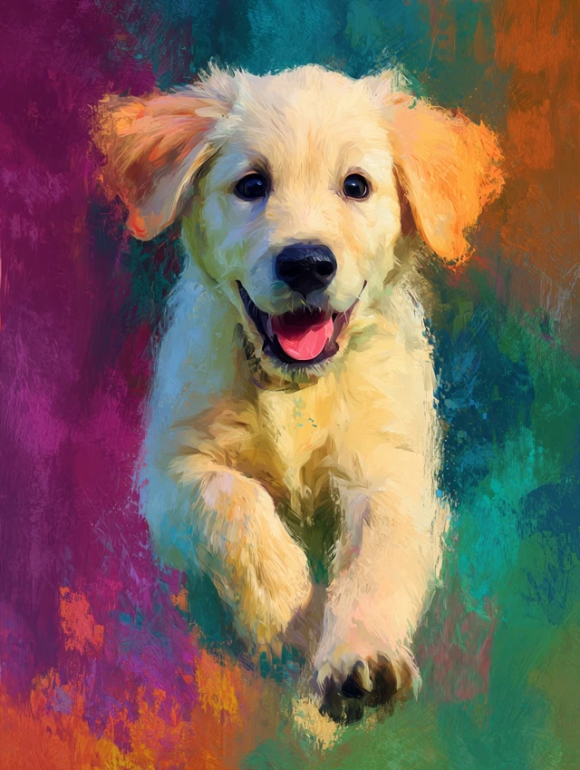 Golden Retriever Puppy Oil Painting