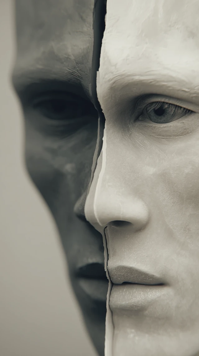 Humanoid Face Split Surreal Soft Light