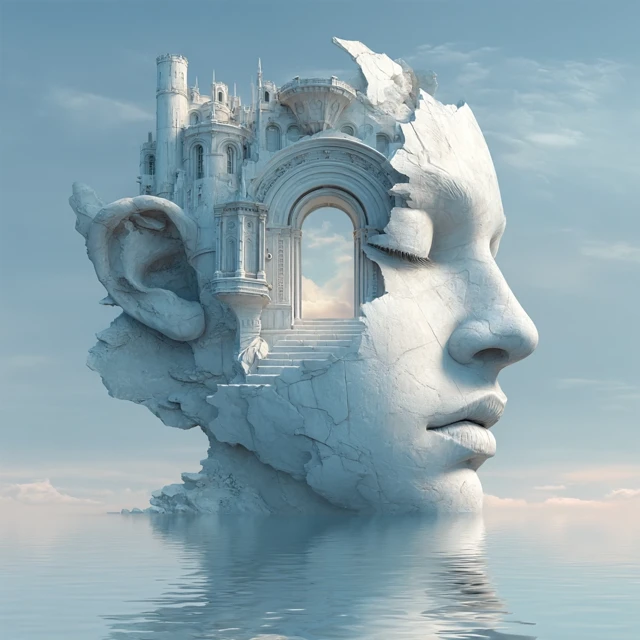 Surreal Stone Face Castle Door to Another World