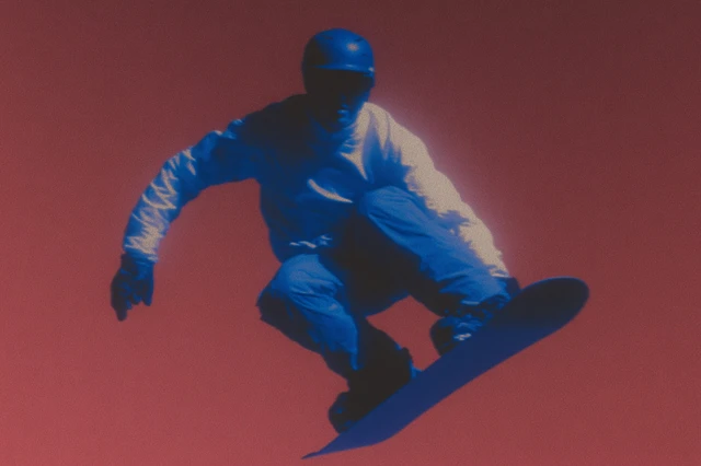 Snowboarder in Motion Futuristic Winter Scene
