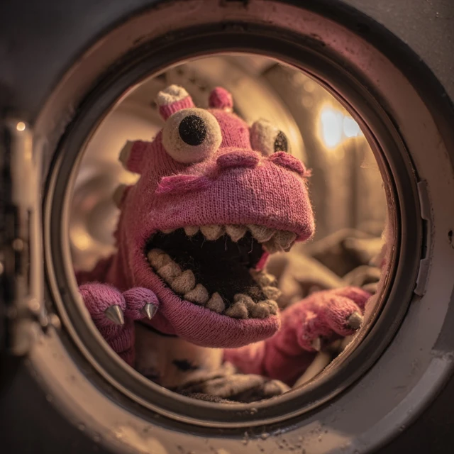Demonic Sock Puppet Being Washed