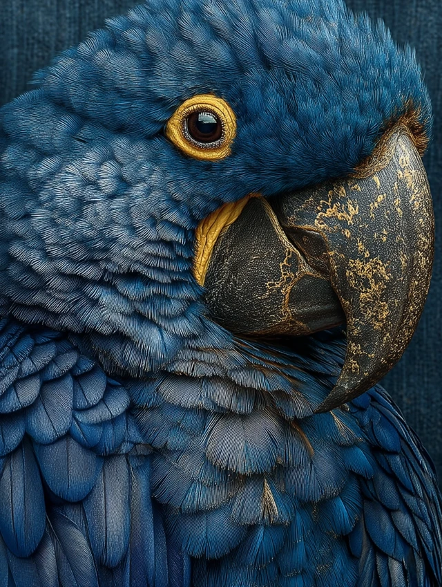 Hyacinth Macaw Portrait Stunning Detail and Vibrant Feathers