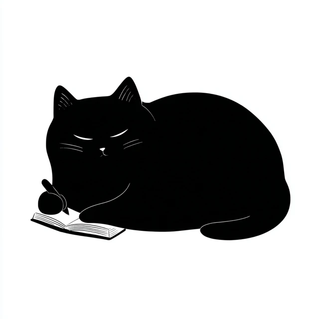 Black Cat Silhouette Clip Art Illustration for Holiday Design