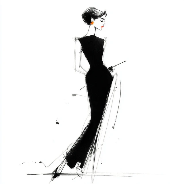 Audrey Hepburn Breakfast at Tiffanys Minimalist Sketch