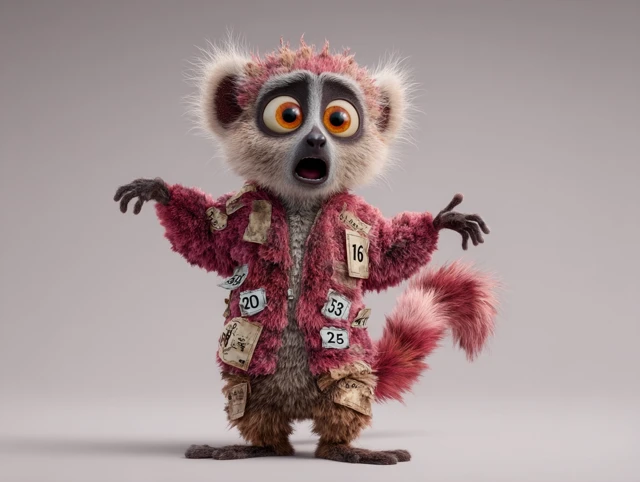 Pixar Style Lemur Creature with Countdown Timers
