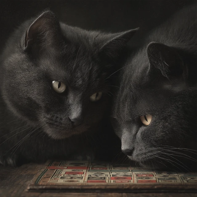 Cats Playing Monopoly Gritty Photo