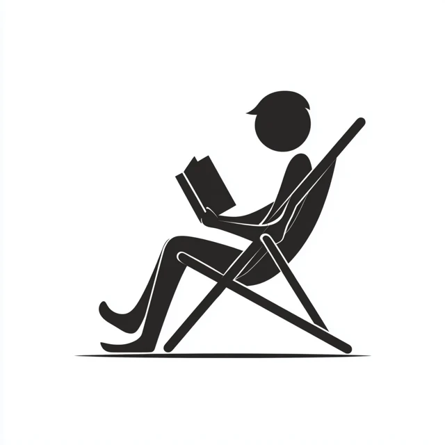 Person Reading Book Deck Chair Icon Vector