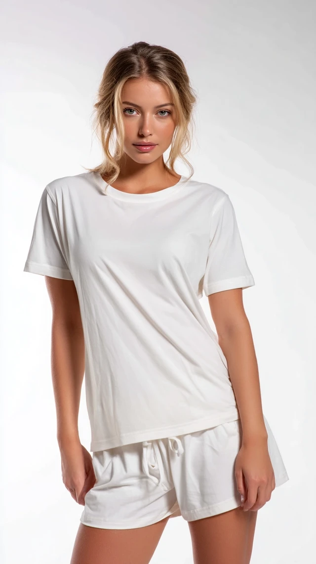 Womens Soft Cotton Pajamas Short Sleeve Shorts Set