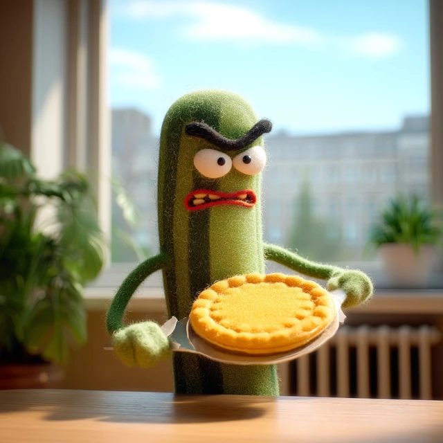 Cartoon Cucumber with Pancake Lunch