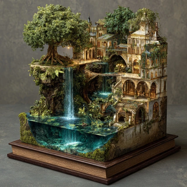 Fantasy Cityscape Intricate Details Magical World