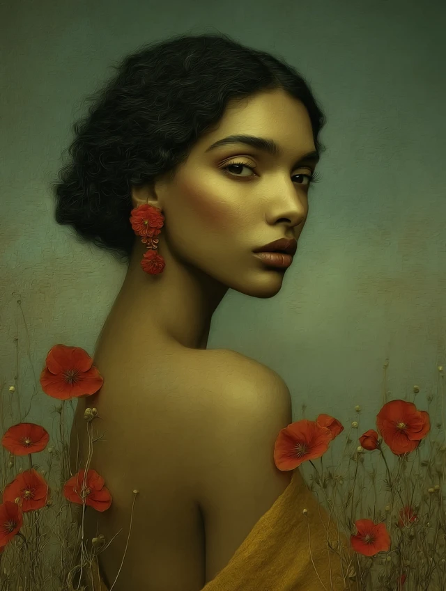 Ethereal Portrait: Indian Model with Flowers