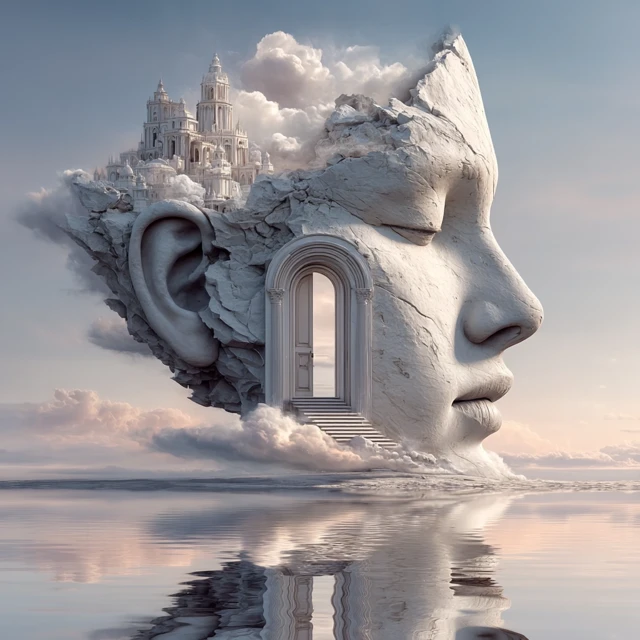 Surreal Stone Face Castle Door to Another World