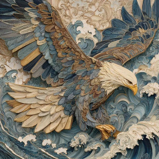 Eagle in Paper Quilling Art Action Packed Scene