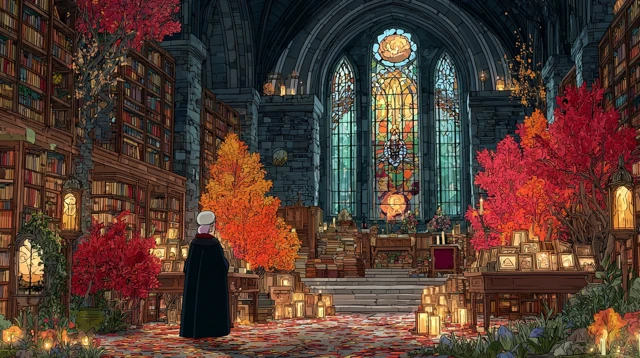 Enchanted Library Autumn Witch Spell