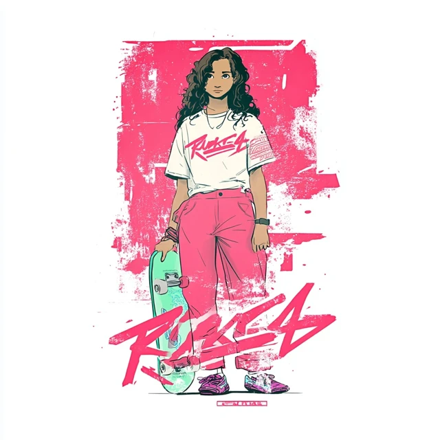 Skater Girl Stylish Artwork Illustration