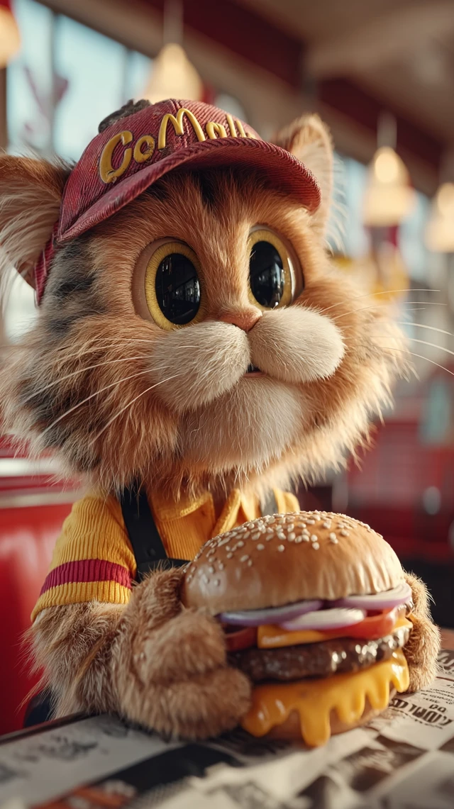 McDonalds Cat: A Feline Employee Ready for Burger Time!