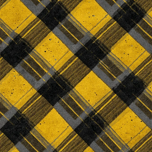 Cartoon Tartan Pattern Yellow and Grey Design
