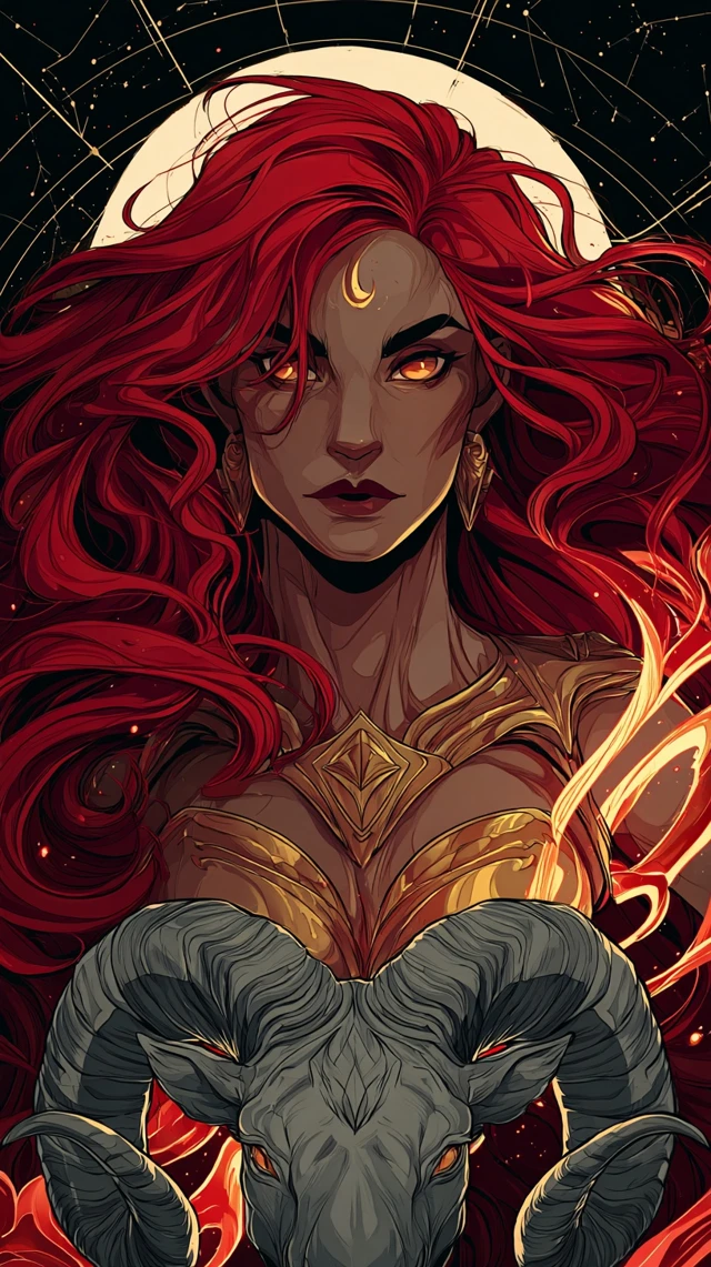 Aries Celestial Tarot Portrait of a Fierce Woman
