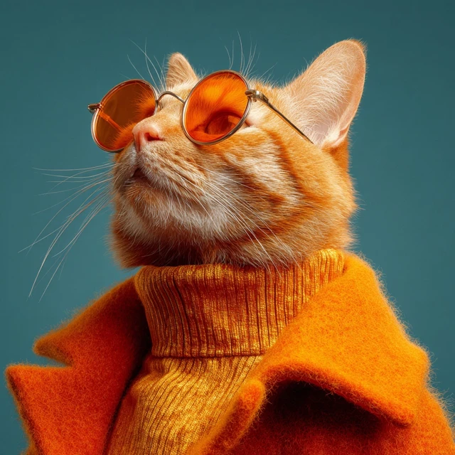 Retro Cat in 1960s Fashion Portrait Photography