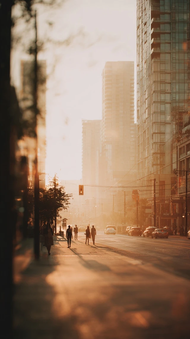 Golden Hour City Street Photography Dreamy Scene