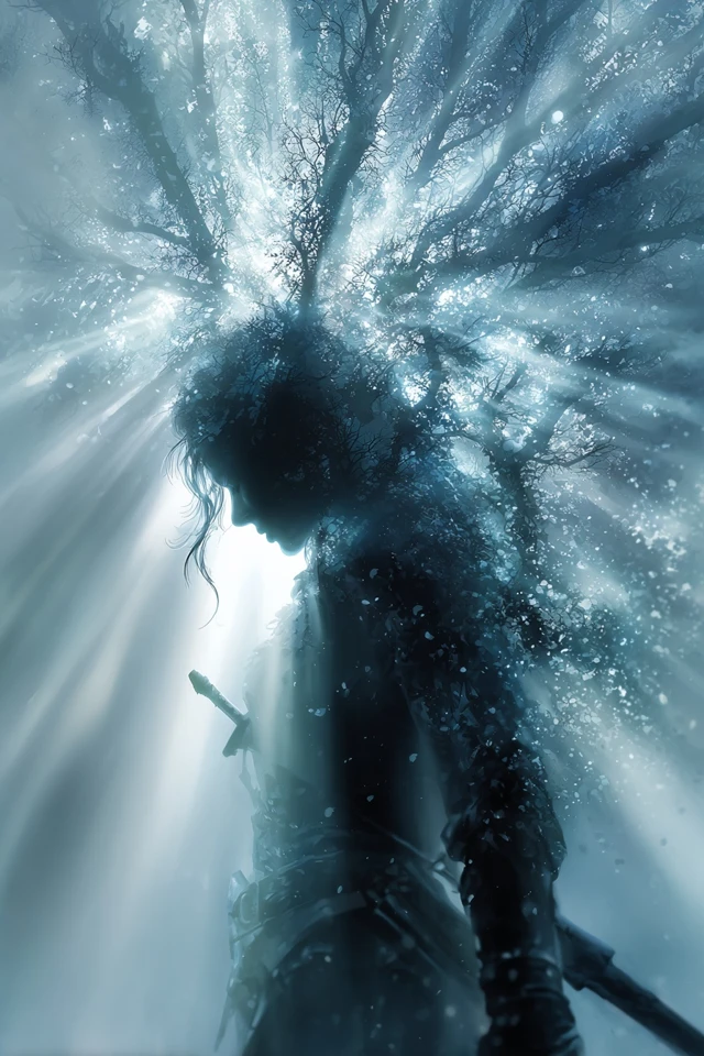 Dark Fantasy Adventurer in the Fog