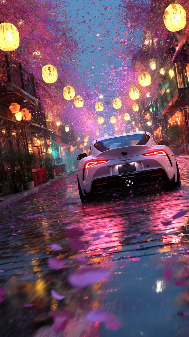 Cherry Blossom Car Ride at Twilight