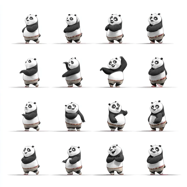 Animation: Black Xiao Mao Walking on White Background