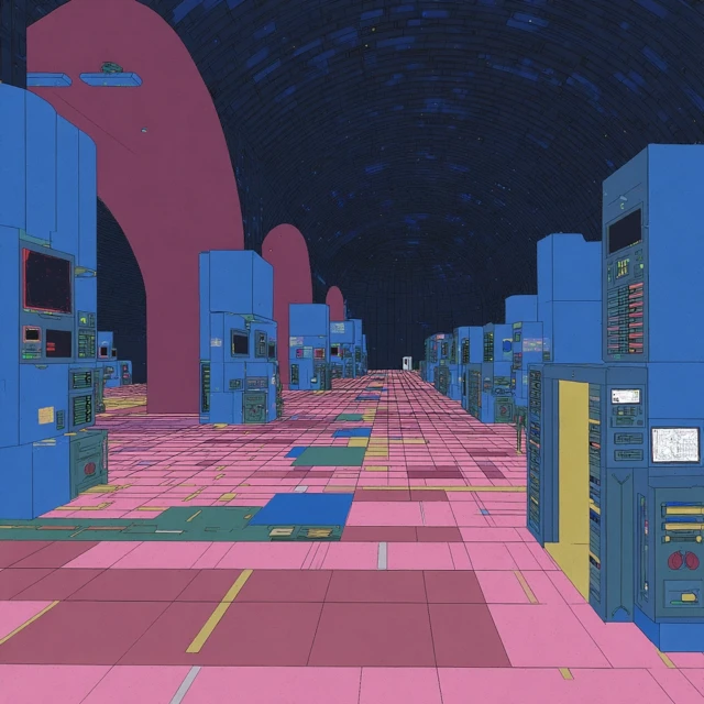 Cyberpunk Server Room Futuristic Data Center