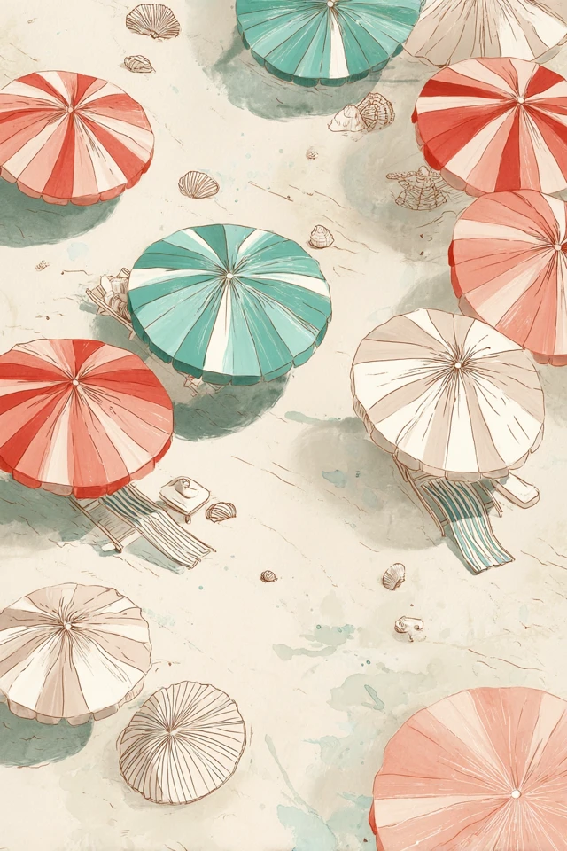 Beach Scene Watercolor Illustration