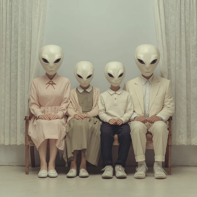 Alien Family Portrait with Masks