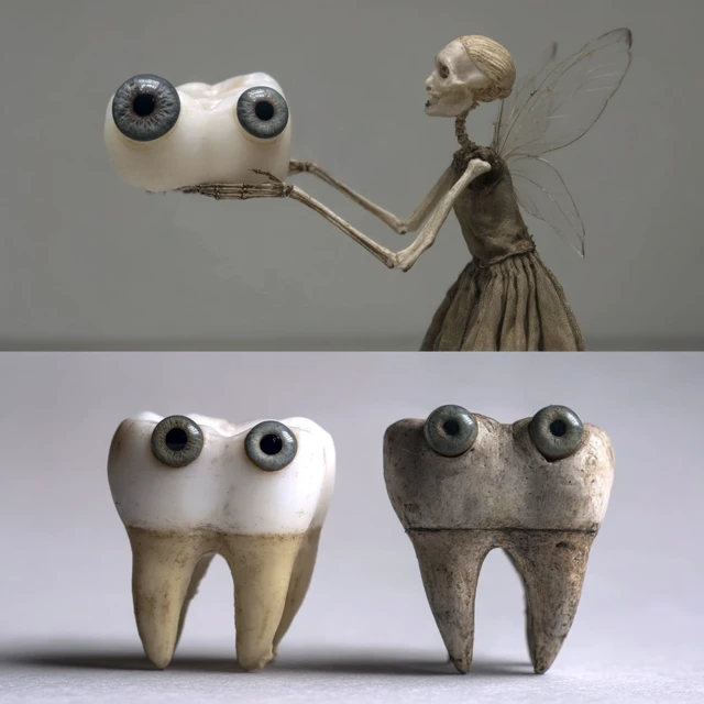 Tooth Fairy Skeleton Puppet Art