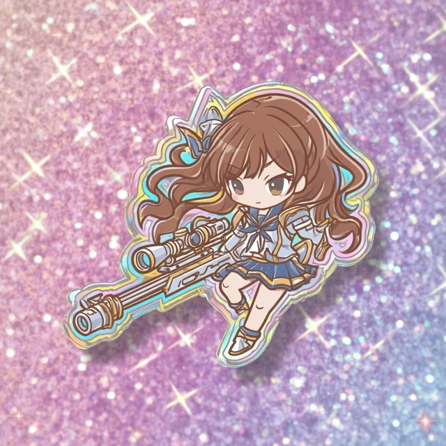 Chibi Anime Girl with Sniper Rifle Sticker Art