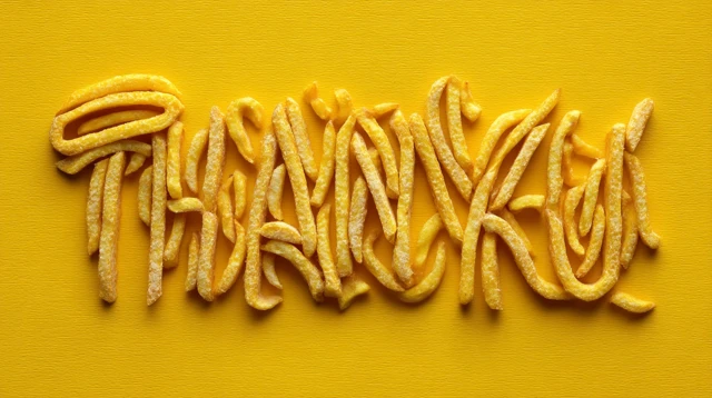 Thank You Message Made of French Fries