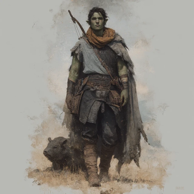 Half Orc Ranger Illustration Fantasy Character Art