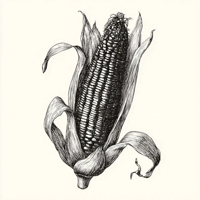 Vintage Corn Cob Engraving Monochrome Clipart