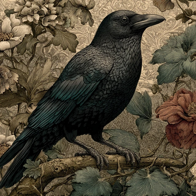 Vintage Crow Illustration Gothic Fantasy