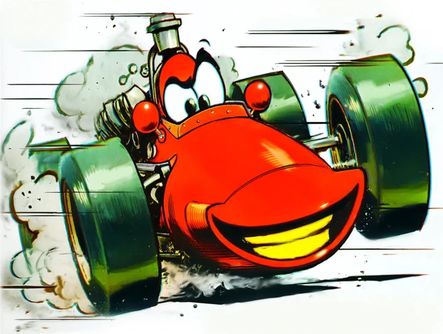 Cartoon Race Car Playful Kids Wall Art
