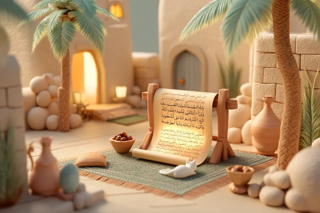 Abu Hurairah Islamic Illustration 3D Cartoon
